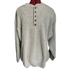 Vintage USA Made Eddie‎ Bauer Men’s Large 100% Cotton Fisherman Knit Sweater Oat